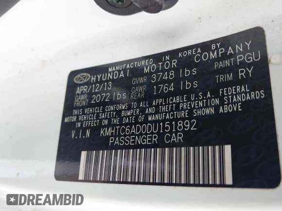 2013 Hyundai Veloster w/Gray Int z VIN KMHTC6AD0DU151892, wystawiony jako IAAI lot #43034606 z przebiegiem 138 148 mil mil oraz . Historia ofert i sprzedaży dostępna na DreamBid. Obrazek 9.