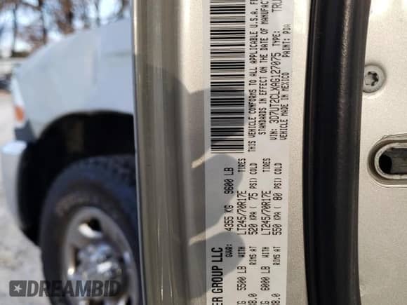 2010 Dodge 2500 TRX with VIN 3D7UT2CLXAG127075, listed as a Copart auction lot 84437504 with 92,024 mi miles and Salvage title. Bid and sale history available at DreamBid. Image 14.