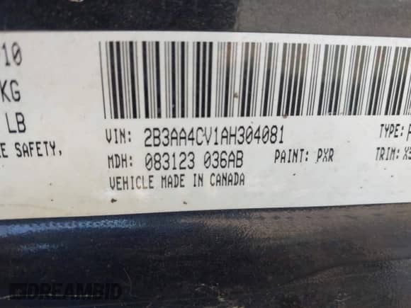 2010 Dodge Charger Police with VIN 2B3AA4CV1AH304081, listed as a IAAI auction lot 43432595 with 149,436 mi miles and . Bid and sale history available at DreamBid. Image 9.