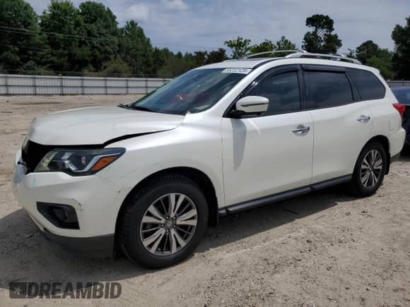 2017 Nissan Pathfinder Platinum with VIN 5N1DR2MM1HC904574, listed as a Copart auction lot 65222125 with 100,208 mi miles and Salvage title. Bid and sale history available at DreamBid. Image 1.