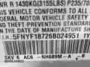 2006 Honda Pilot EX-L with VIN 5FNYF18726B024951, listed as a IAAI auction lot 41639283 with 370,476 mi miles and . Bid and sale history available at DreamBid. Image 9.