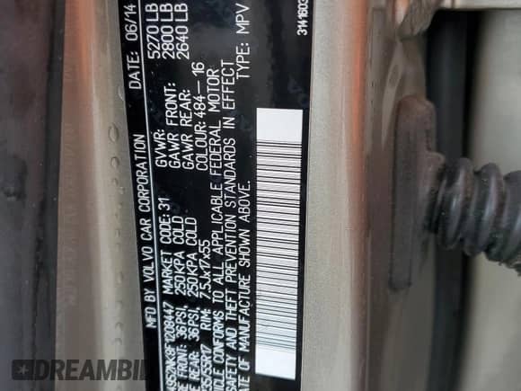 2015 Volvo XC70 Premier с VIN YV4952NK8F1208447, выставлен на аукционе Copart как лот 66086265 с пробегом 129 809 миль миль и Чистый • Clean title. История ставок и продаж доступна на DreamBid. Изображение 13.