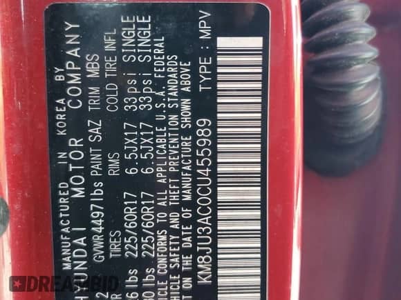 2012 Hyundai Tucson GLS с VIN KM8JU3AC0CU455989, выставлен на аукционе Copart как лот 84181725 с пробегом 100 308 миль миль и Чистый • Clean title. История ставок и продаж доступна на DreamBid. Изображение 13.