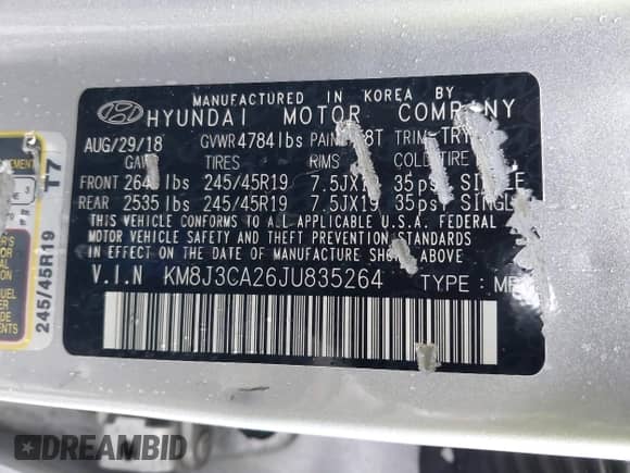 2018 Hyundai Tucson Value с VIN KM8J3CA26JU835264, выставлен на аукционе IAAI как лот 41892321 с пробегом 82 978 миль миль и . История ставок и продаж доступна на DreamBid. Изображение 9.