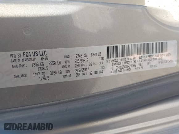 2016 Dodge Grand Caravan SE with VIN 2C4RDGBG6GR396529, listed as a IAAI auction lot 43514605 with 134,419 mi miles and . Bid and sale history available at DreamBid. Image 9.
