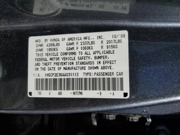 2010 Honda Accord LX z VIN 1HGCP2E36AA031113, wystawiony jako Copart lot #46188455 z przebiegiem 242 872 mil mil oraz Szkoda całkowita • Salvage title. Historia ofert i sprzedaży dostępna na DreamBid. Obrazek 13.