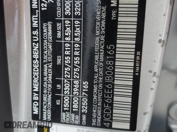 2018 Mercedes-Benz GLS 450 с VIN 4JGDF6EE6JB068165, выставлен на аукционе Copart как лот 89657435 с пробегом 109 262 миль миль и Списание • Salvage title. История ставок и продаж доступна на DreamBid. Изображение 13.