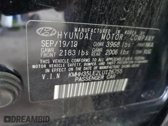 2020 Hyundai Elantra z VIN KMHH35LE2LU126755, wystawiony jako Copart lot #64930035 z przebiegiem 136 304 mil mil oraz Szkoda całkowita • Salvage title. Historia ofert i sprzedaży dostępna na DreamBid. Obrazek 12.