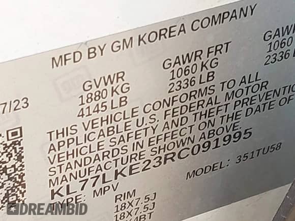 2024 Chevrolet Trax ACTIV z VIN KL77LKE23RC091995, wystawiony jako IAAI lot #42918199 z przebiegiem 24 328 mil mil oraz . Historia ofert i sprzedaży dostępna na DreamBid. Obrazek 9.