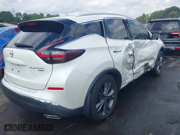 2023 Nissan Murano Platinum with VIN 5N1AZ2DS8PC115807, listed as a IAAI auction lot 43314141 with 21,324 mi miles and . Bid and sale history available at DreamBid. Image 4.