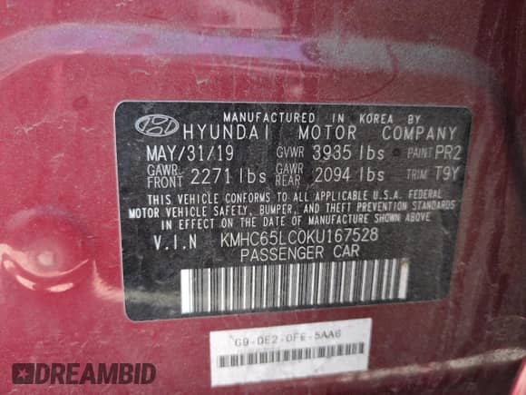 2019 Hyundai Ioniq Blue z VIN KMHC65LC0KU167528, wystawiony jako Copart lot #62947085 z przebiegiem 281 748 mil mil oraz Szkoda całkowita • Salvage title. Historia ofert i sprzedaży dostępna na DreamBid. Obrazek 12.