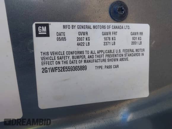 2005 Chevrolet Impala с VIN 2G1WF52E559365889, выставлен на аукционе IAAI как лот 43066938 с пробегом 133 491 миль миль и . История ставок и продаж доступна на DreamBid. Изображение 9.