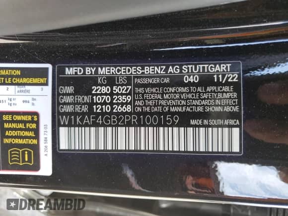 2023 Mercedes-Benz C 300 z VIN W1KAF4GB2PR100159, wystawiony jako Copart lot #69993005 z przebiegiem 35 638 mil mil oraz Szkoda całkowita • Salvage title. Historia ofert i sprzedaży dostępna na DreamBid. Obrazek 13.