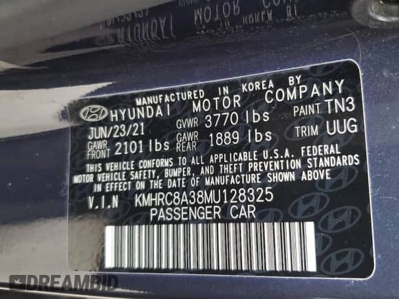 2021 Hyundai Venue Denim с VIN KMHRC8A38MU128325, выставлен на аукционе Copart как лот 69214145 с пробегом 53 413 миль миль и Списание • Salvage title. История ставок и продаж доступна на DreamBid. Изображение 13.