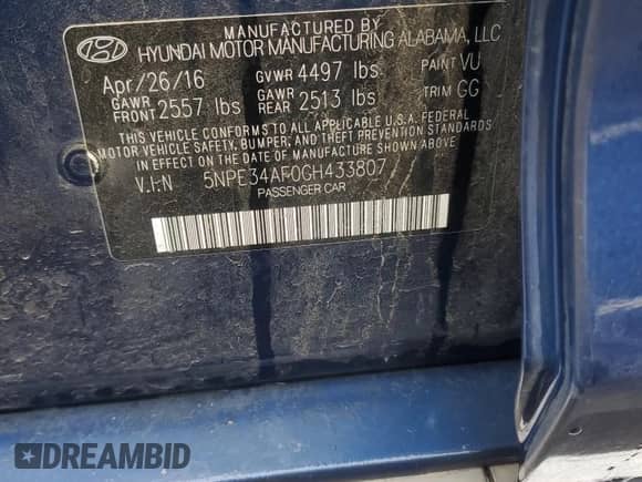 2016 Hyundai Sonata Sport with VIN 5NPE34AF0GH433807, listed as a Copart auction lot 82436545 with 174,680 mi miles and Clean title. Bid and sale history available at DreamBid. Image 12.