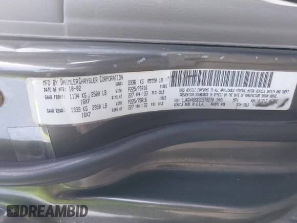 2003 Jeep Grand Cherokee Laredo z VIN 1J4GX48S63C578270, wystawiony jako IAAI lot #42656724 z przebiegiem 216 000 mil mil oraz . Historia ofert i sprzedaży dostępna na DreamBid. Obrazek 9.