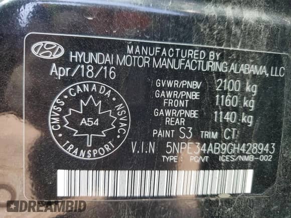 2016 Hyundai Sonata Sport с VIN 5NPE34AB9GH428943, выставлен на аукционе Copart как лот 56994973 с пробегом 104 468 миль миль и . История ставок и продаж доступна на DreamBid. Изображение 13.