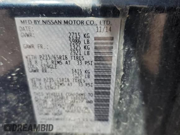 2015 Nissan Pathfinder SL с VIN 5N1AR2MM4FC624311, выставлен на аукционе Copart как лот 65549335 с пробегом 178 621 миль миль и Списание • Salvage title. История ставок и продаж доступна на DreamBid. Изображение 13.