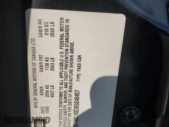 2006 Chevrolet Monte Carlo SS с VIN 2G1WL16C069248457, выставлен на аукционе Copart как лот 69178204 с пробегом 171 567 миль миль и Списание • Salvage title. История ставок и продаж доступна на DreamBid. Изображение 12.