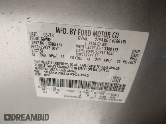 2013 Ford Explorer с VIN 1FM5K7B86DGC40142, выставлен на аукционе IAAI как лот 43402565 с пробегом 203 879 миль миль и . История ставок и продаж доступна на DreamBid. Изображение 9.