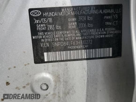 2018 Hyundai Elantra SEL with VIN 5NPD84LF6JH310272, listed as a Copart auction lot 81660425 with 146,211 mi miles and Salvage title. Bid and sale history available at DreamBid. Image 12.