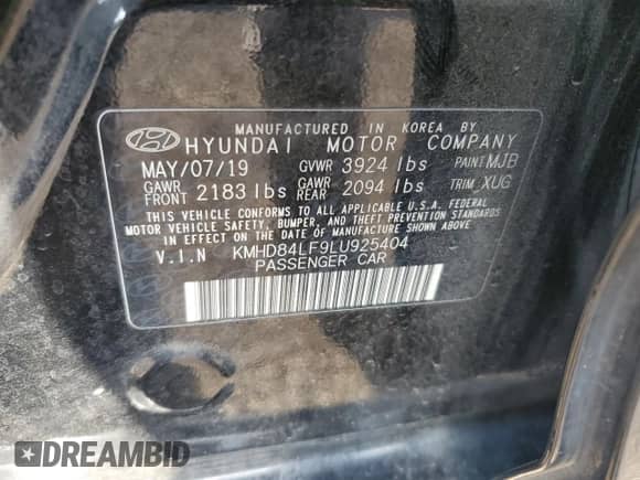 2020 Hyundai Elantra Value Edition with VIN KMHD84LF9LU925404, listed as a Copart auction lot 84373405 with 111,087 mi miles and Salvage title. Bid and sale history available at DreamBid. Image 12.