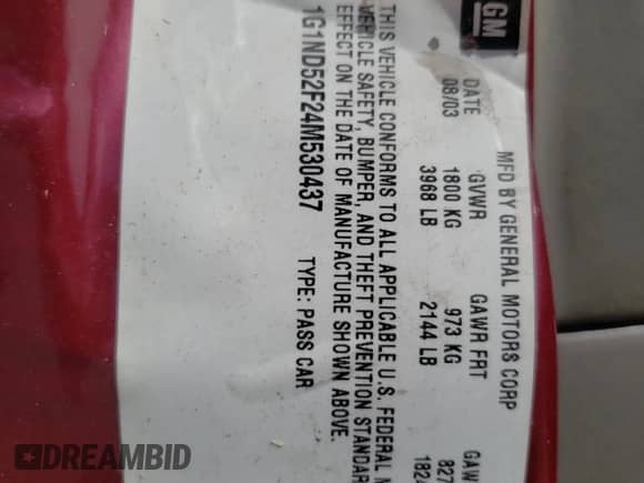 2004 Chevrolet Malibu Classic с VIN 1G1ND52F24M530437, выставлен на аукционе Copart как лот 73416874 с пробегом 163 829 миль миль и Списание • Salvage title. История ставок и продаж доступна на DreamBid. Изображение 13.