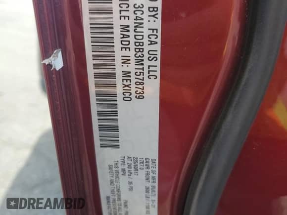2021 Jeep Compass Latitude with VIN 3C4NJDBB3MT578739, listed as a Copart auction lot 71029945 with 34,626 mi miles and Salvage title. Bid and sale history available at DreamBid. Image 13.