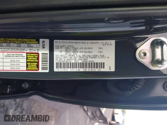 2024 Toyota Tacoma SR5 z VIN 3TYKB5FN6RT007410, wystawiony jako IAAI lot #43205199 z przebiegiem 26 768 mil mil oraz . Historia ofert i sprzedaży dostępna na DreamBid. Obrazek 9.