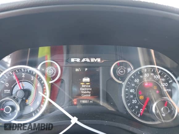 2019 Ram 1500 Big Horn with VIN 1C6SRFBT0KN834601, listed as a IAAI auction lot 42595918 with 118,351 mi miles and . Bid and sale history available at DreamBid. Image 7.