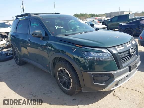 2023 Nissan Pathfinder Rock Creek with VIN 5N1DR3BD1PC237447, listed as a IAAI auction lot 41741346 with 23,554 mi miles and . Bid and sale history available at DreamBid. Image 1.