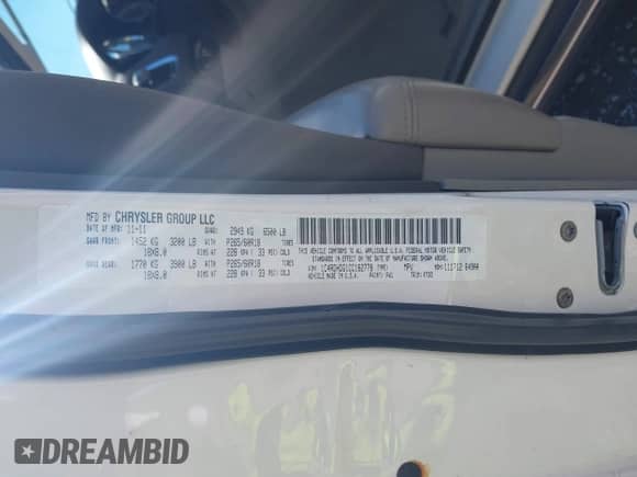 2012 Dodge Durango Crew with VIN 1C4RDHDG1CC182778, listed as a IAAI auction lot 43478652 with 184,248 mi miles and . Bid and sale history available at DreamBid. Image 9.