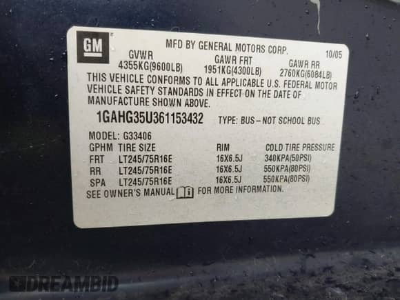 2006 Chevrolet Express Passenger с VIN 1GAHG35U361153432, выставлен на аукционе IAAI как лот 41593860 с пробегом 160 774 миль миль и . История ставок и продаж доступна на DreamBid. Изображение 9.