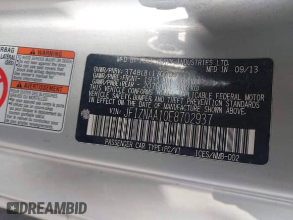 2014 Scion FR-S z VIN JF1ZNAA10E8702937, wystawiony jako IAAI lot #42243654 z przebiegiem 130 344 mil mil oraz . Historia ofert i sprzedaży dostępna na DreamBid. Obrazek 9.