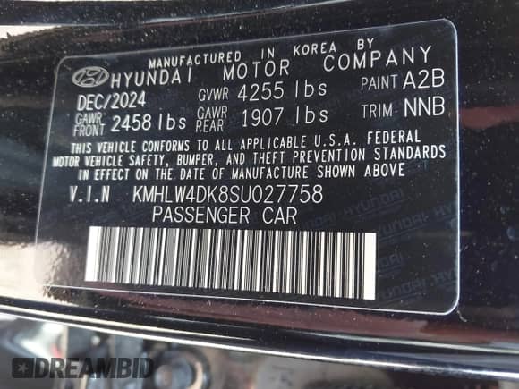 2025 Hyundai Elantra z VIN KMHLW4DK8SU027758, wystawiony jako IAAI lot #42824119 z przebiegiem 6 380 mil mil oraz . Historia ofert i sprzedaży dostępna na DreamBid. Obrazek 9.