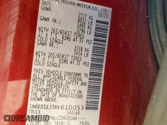 2024 Nissan Frontier SV z VIN 1N6ED1EJ3RN610053, wystawiony jako Copart lot #84016695 z przebiegiem 23 601 mil mil oraz Szkoda całkowita • Salvage title. Historia ofert i sprzedaży dostępna na DreamBid. Obrazek 12.