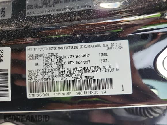 2024 Toyota Tacoma TRD Off Road with VIN 3TYLB5JN7RT057406, listed as a Copart auction lot 80080185 with 12,096 mi miles and Salvage title. Bid and sale history available at DreamBid. Image 13.