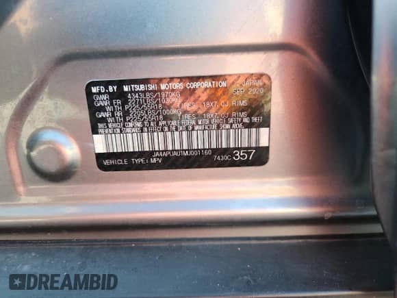 2021 Mitsubishi Outlander ES z VIN JA4APUAU1MU001160, wystawiony jako Copart lot #81616325 z przebiegiem 96 015 mil mil oraz Szkoda całkowita • Salvage title. Historia ofert i sprzedaży dostępna na DreamBid. Obrazek 12.