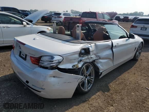 2017 BMW 4 Series 430i with VIN WBA4U7C36H5H19868, listed as a Copart auction lot 65567545 with 34,816 mi miles and Salvage title. Bid and sale history available at DreamBid. Image 3.