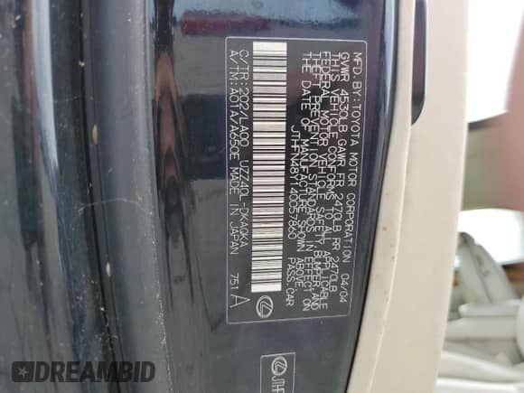 2004 Lexus SC 430 z VIN JTHFN48Y140057860, wystawiony jako Copart lot #68478855 z przebiegiem 276 632 mil mil oraz Szkoda całkowita • Salvage title. Historia ofert i sprzedaży dostępna na DreamBid. Obrazek 12.