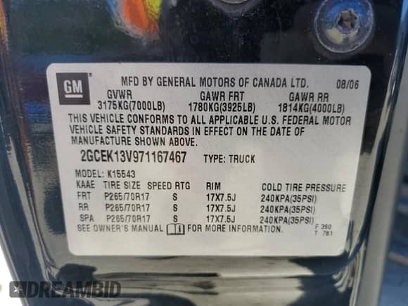 2007 Chevrolet Silverado 1500 LS z VIN 2GCEK13V971167467, wystawiony jako Copart lot #85285725 z przebiegiem 158 325 mil mil oraz Czysty tytuł • Clean title. Historia ofert i sprzedaży dostępna na DreamBid. Obrazek 12.