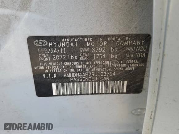 2011 Hyundai Elantra GLS z VIN KMHDH4AE2BU103794, wystawiony jako Copart lot #81964665 z przebiegiem 229 174 mil mil oraz Czysty tytuł • Clean title. Historia ofert i sprzedaży dostępna na DreamBid. Obrazek 12.