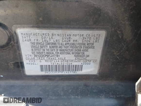 2015 Nissan Note S Plus с VIN 3N1CE2CP9FL417781, выставлен на аукционе IAAI как лот 43498041 с пробегом 164 344 миль миль и . История ставок и продаж доступна на DreamBid. Изображение 9.