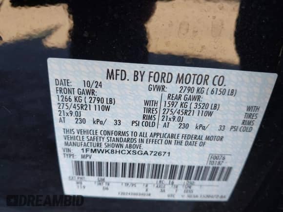 2025 Ford Explorer Platinum z VIN 1FMWK8HCXSGA72671, wystawiony jako IAAI lot #43292145 z przebiegiem 7 504 mil mil oraz . Historia ofert i sprzedaży dostępna na DreamBid. Obrazek 9.