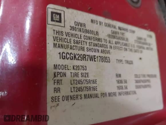 1998 Chevrolet Silverado 2500 с VIN 1GCGK29R7WE178053, выставлен на аукционе IAAI как лот 42347330 с пробегом 176 168 миль миль и . История ставок и продаж доступна на DreamBid. Изображение 9.