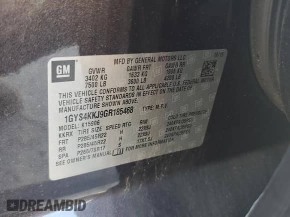 2016 Cadillac Escalade ESV Platinum с VIN 1GYS4KKJ9GR185468, выставлен на аукционе Copart как лот 70840615 с пробегом 115 048 миль миль и Чистый • Clean title. История ставок и продаж доступна на DreamBid. Изображение 14.