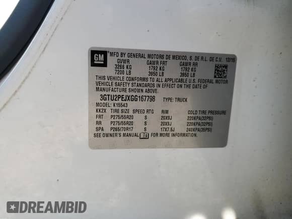 2016 GMC Sierra 1500 Denali с VIN 3GTU2PEJXGG167798, выставлен на аукционе Copart как лот 50808215 с пробегом 129 588 миль миль и Списание • Salvage title. История ставок и продаж доступна на DreamBid. Изображение 15.
