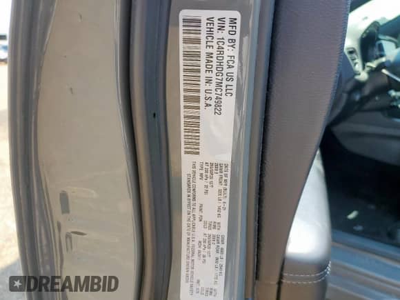 2021 Dodge Durango GT Plus with VIN 1C4RDHDG7MC749822, listed as a Copart auction lot 80264725 with 104,092 mi miles and Salvage title. Bid and sale history available at DreamBid. Image 13.