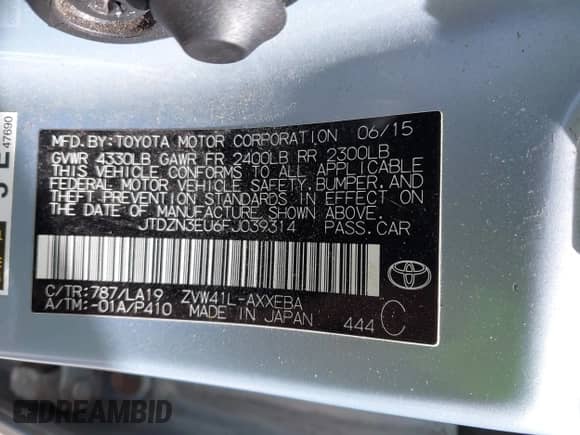 2015 Toyota Prius Two z VIN JTDZN3EU6FJ039314, wystawiony jako IAAI lot #41854147 z przebiegiem 135 430 mil mil oraz . Historia ofert i sprzedaży dostępna na DreamBid. Obrazek 9.