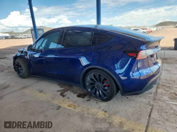 2022 Tesla Model Y Performance with VIN 7SAYGDEFXNF542785, listed as a Copart auction lot 81153785 with 53,108 mi miles and Salvage title. Bid and sale history available at DreamBid. Image 2.
